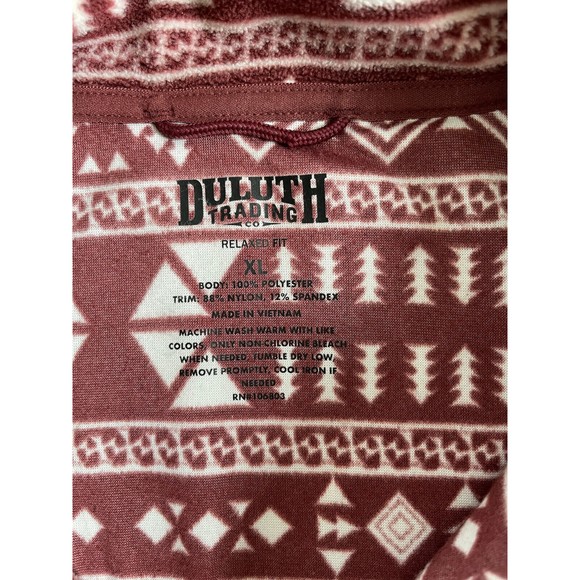 Duluth Trading Pullover Men XL 1/4 Zip Mock Checkpoint Fleece Red Oak Geo Print - Picture 3 of 6